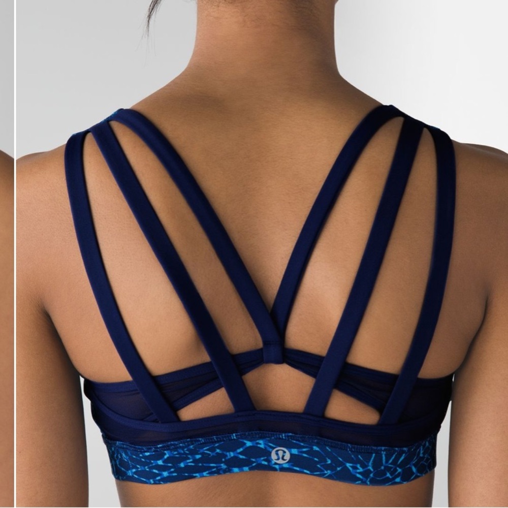 6. Lululemon Energy Bra (Exhale) In Samba Snake Kayak Blue Hero Blue No Padding